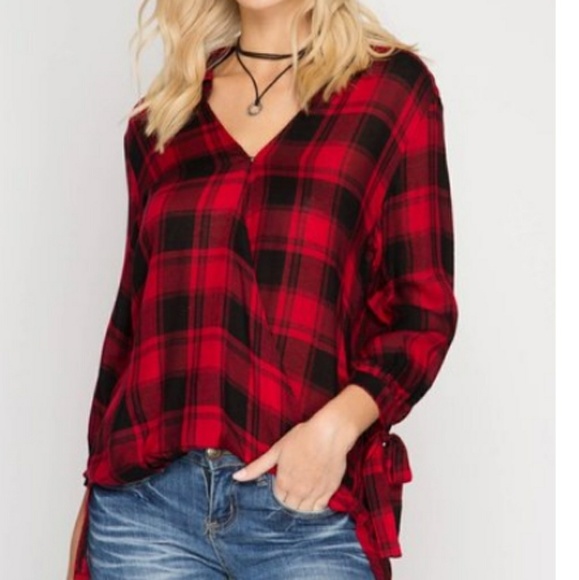 NWT Red and Black Plaid Top - Picture 1 of 4